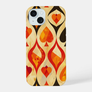 Retro Card Suits iPhone 15 Case