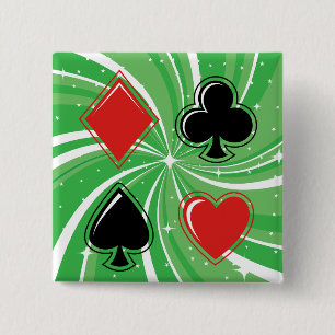 Retro Card Suits Vibrant Red and Black 15 Cm Square Badge
