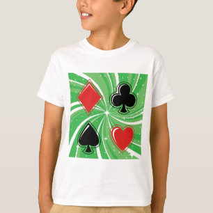 Retro Card Suits Vibrant Red and Black T-Shirt
