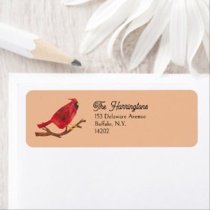 Retro Cardinal Midcentury Bird Art Return Address
