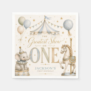 Retro carnival theme boy 1st birthday napkin