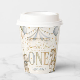 Retro carnival theme boy 1st birthday paper cups