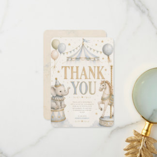 Retro carnival theme boy 1st birthday thank you card