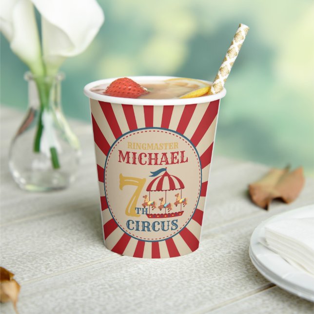 Retro Carousel Circus Carnival Birthday Paper Cups (Insitu)