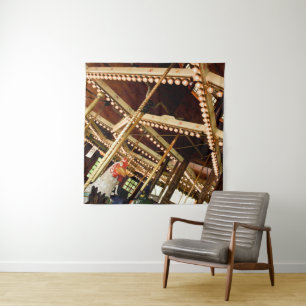 Retro Carousel Rooster Tapestry