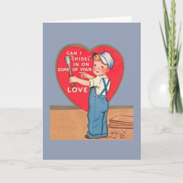 Retro Carpenter Valentine's Day Greeting Card (Front)
