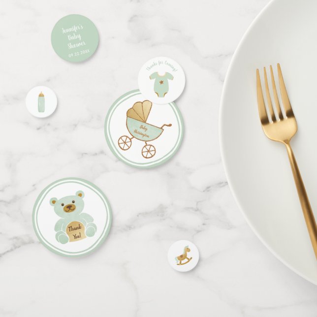 Retro Carriage Toys Bottle Mint Gold Baby Shower Confetti (Group)