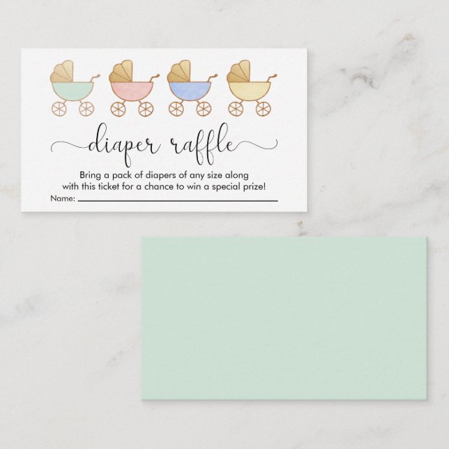 Retro Carriages Diaper Raffle Baby Shower Enclosure Card (Front/Back)