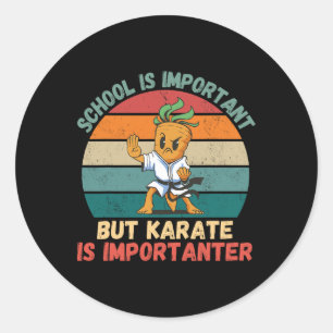 Retro Carrot School Is Important Karate Is Importa Classic Round Sticker