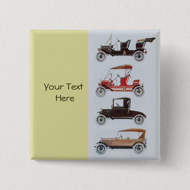 RETRO CARS 2- Auto repair automotive ,yellow 15 Cm Square Badge (Front)