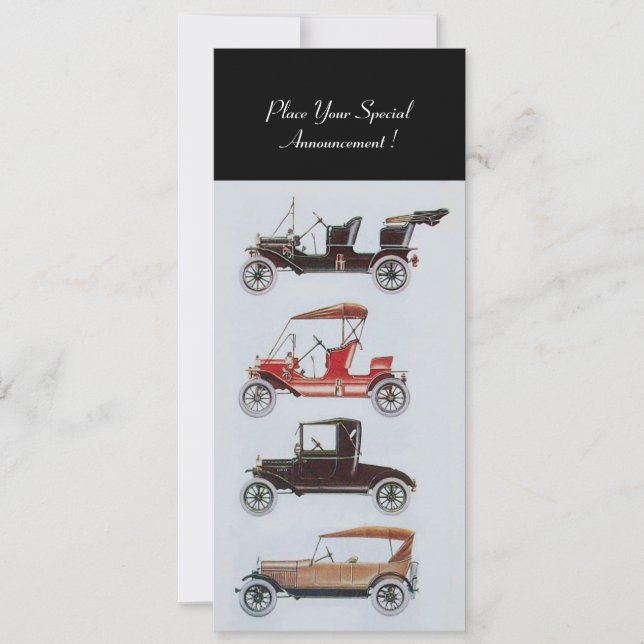 RETRO CARS 2 , AUTO RESTORATION ,blue white black Announcement (Front)