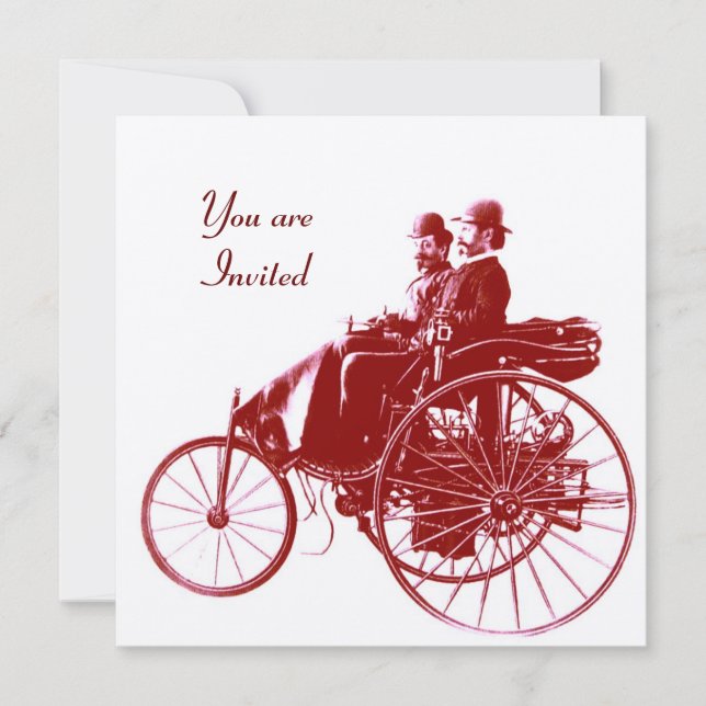 RETRO CARS 2 , AUTO RESTORATION ,gold red brown Invitation (Front)