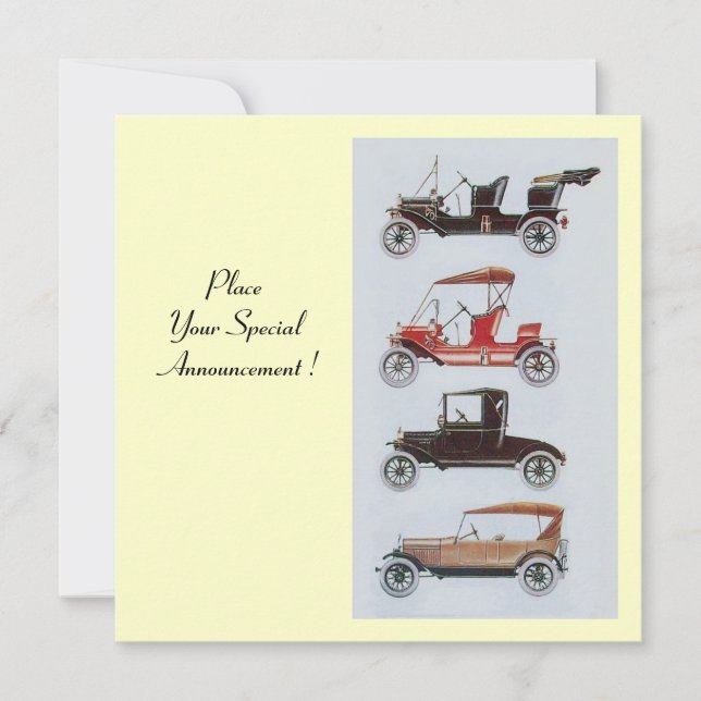 RETRO CARS 2 , AUTO RESTORATION ,gold yellow red Announcement (Front)