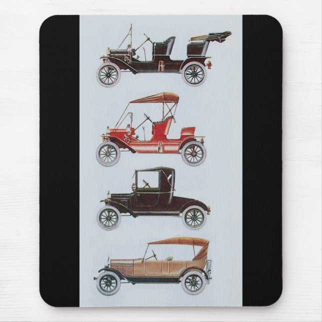 RETRO CARS 2 , AUTO RESTORATION grey black red Mouse Mat (Front)