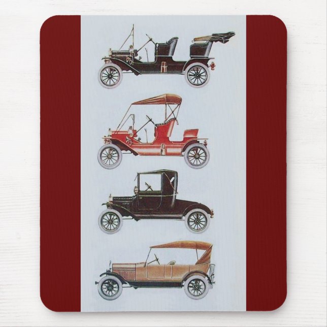 RETRO CARS 2 , AUTO RESTORATION grey brown red Mouse Mat (Front)