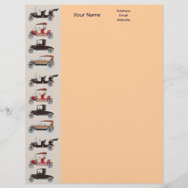 RETRO CARS 2 AUTO RESTORATION grey red black pink Personalized Letterhead (Front)