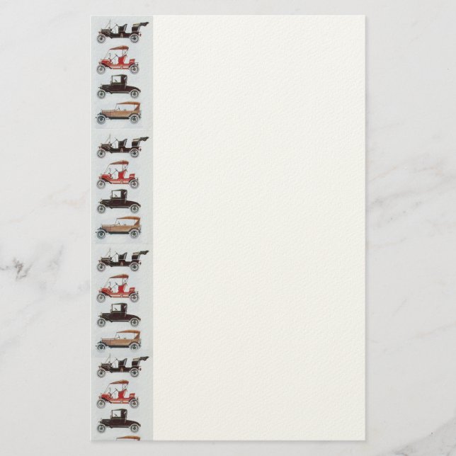 RETRO CARS 2  AUTO RESTORATION grey red felt white Stationery (Front)
