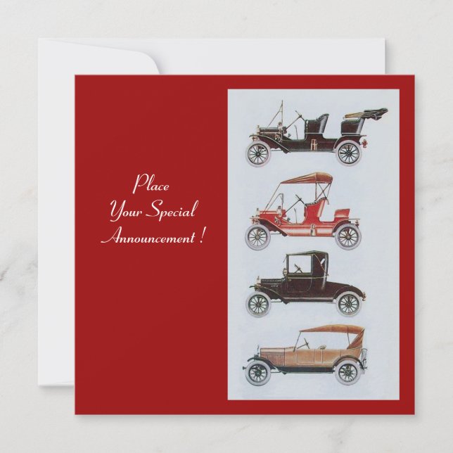 RETRO CARS 2 , AUTO RESTORATION ,red white black Announcement (Front)