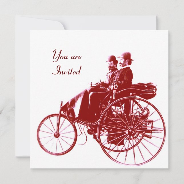 RETRO CARS 2 , AUTO RESTORATION ,white red brown Invitation (Front)