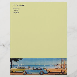 RETRO CARS - Auto repair automotive ,blue yellow Letterhead Template