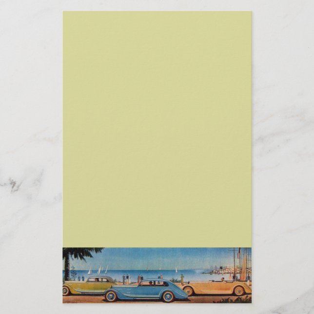 RETRO CARS - Auto repair automotive ,blue yellow Stationery (Front)