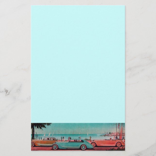 RETRO CARS - Auto repair automotive ,blue yellow Stationery (Front)