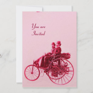 RETRO CARS AUTO RESTORATION gold red fuchsia pink Invitation