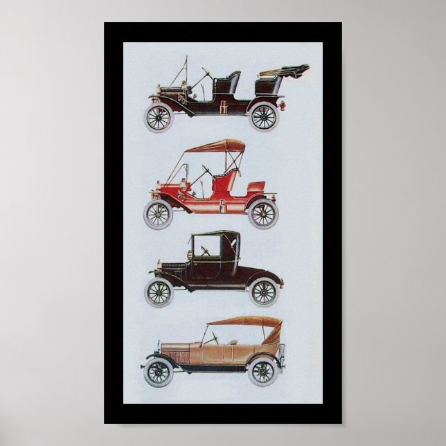 RETRO CARS , black white red Poster (Front)