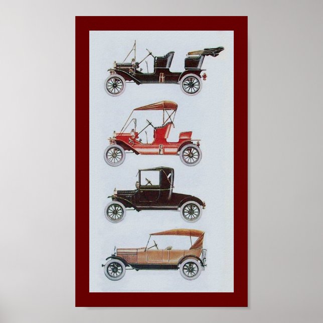 RETRO CARS , black white red Poster (Front)
