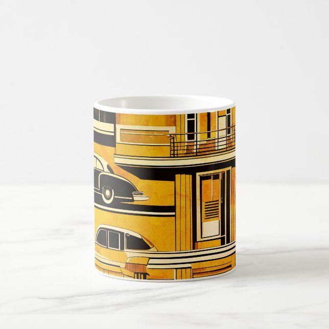 Retro Cars Geometric Mustard Mid Century  Coffee Mug (Center)