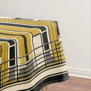 Retro Cars Geometric Mustard Mid Century  Tablecloth
