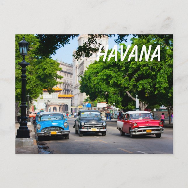 Retro cars on the Havana street Postcard (Front)