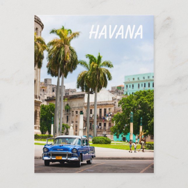 Retro cars on the Havana street Postcard (Front)