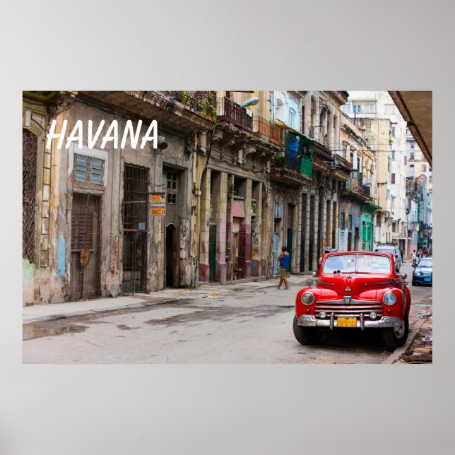 Retro cars on the Havana street Poster (Front)
