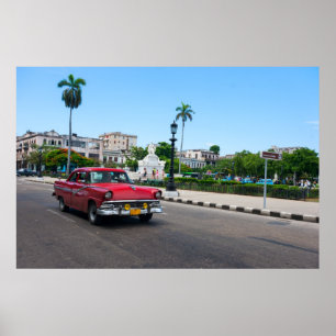 Retro cars on the Havana street Poster