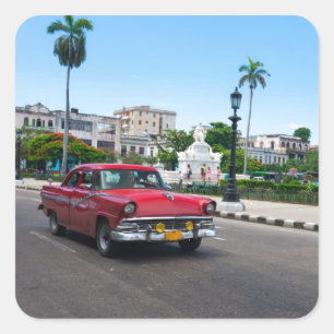Retro cars on the Havana street Square Sticker