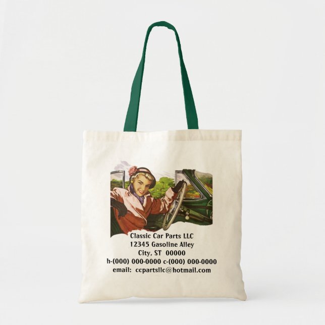 Retro Cars Road Trip Promo Advertising Tote Bags (Front)