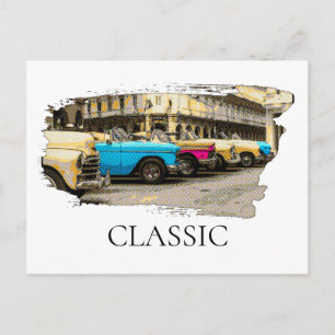 *~* Retro Cars Vintage Antique Colourful Classic Postcard