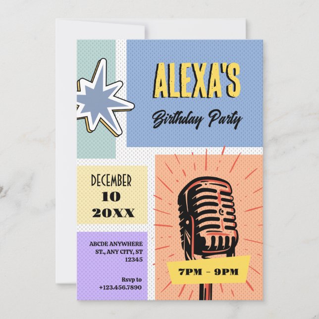 Retro cartoon birthday  invitation (Front)