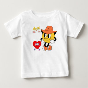  Retro Cartoon Characters: Cowboy Smiley, Walking  Baby T-Shirt