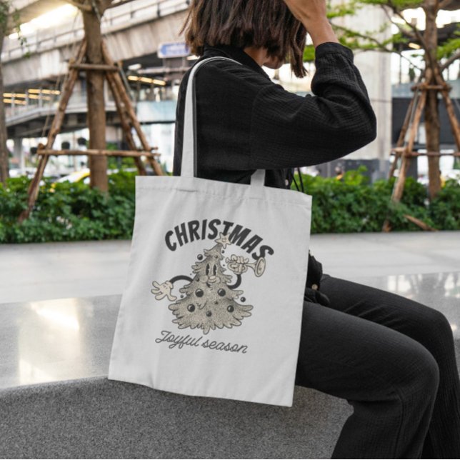 Retro Cartoon Christmas Tree Tote Bag (Creator Uploaded)