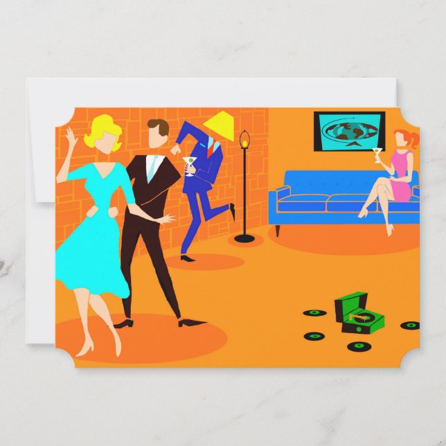 Retro Cartoon Cocktail Party Invitations (Front)