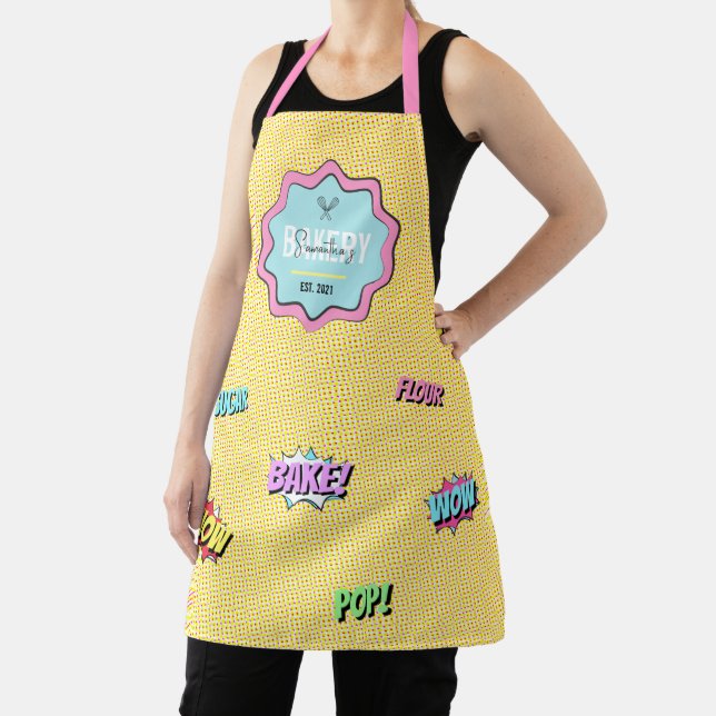 Retro Cartoon Colourful Pop Art Fun Bakery Chef Apron (Insitu)