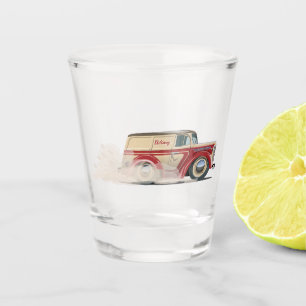 Retro Cartoon delivery van Shot Glass