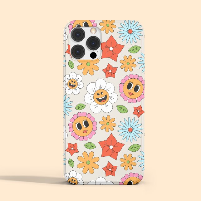 Retro Cartoon Flowers Whimsical Happy Fun Case-Mate iPhone Case (Creator Uploaded)