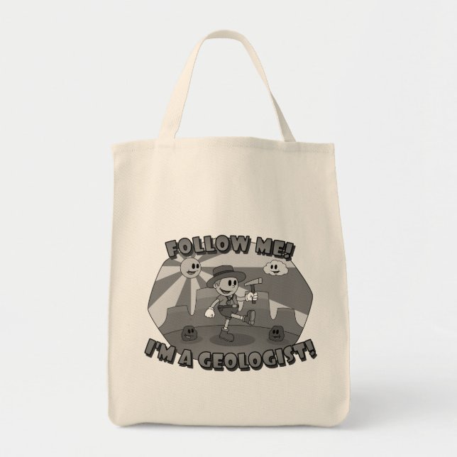 Retro Cartoon- Follow Me! I'm a Geologist! Tote Bag (Front)