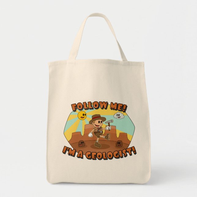 Retro Cartoon- Follow Me! I'm a Geologist! Tote Bag (Front)