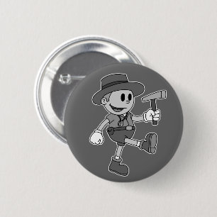 Retro Cartoon Geologist (Black and White) 6 Cm Round Badge