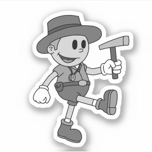 Retro Cartoon Geologist (Black and White) Vinyl (Front)