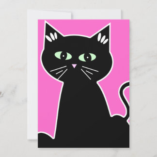Retro Cartoon Green Eyed Cat Party Invitation